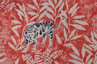 Hilary Farr Le Tigre Printed Cotton Blend Drapery Fabric in 137-Antique Red for Covington