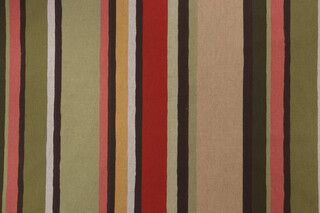 Stripe Printed Linen Drapery Fabric in Meadow