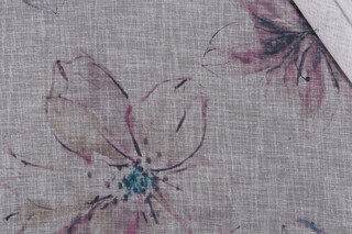 Floral Printed Sheer Drapery Fabric in Amethyst