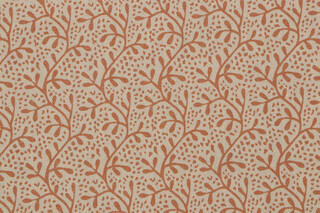 Fonthill Coral Printed Linen Drapery Fabric in Brown