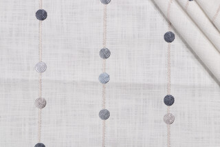 Amistoso Embroidered Drapery Fabric in Denim