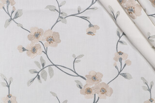 Pip Embroidered Drapery Fabric in Aquatint