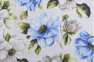 Belle Maison Camellia Printed Cotton Drapery Fabric in Lagoon