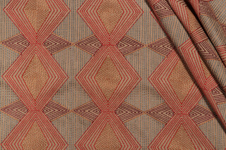 PK Lifestyles Diamond Dash Embroidered Drapery Fabric in Spice Market