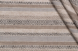 PK Lifestyles Kilim Bands Woven Chenille Upholstery Fabric in Shale
