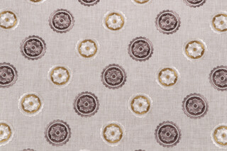 Rosales Embroidered Drapery Fabric in Stone