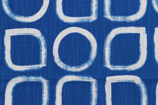 Hinton Printed Linen Drapery Fabric in Blue