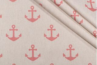 SunReal Boat Anchor Printed Outdoor Fabric in Coral