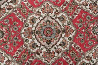 Covington Messina Printed Linen Blend Drapery Fabric in Vintage Red