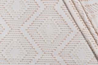 Keota Embroidered Drapery Fabric in Linen