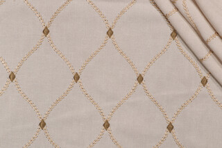 Mill Creek Engaging Embroidered Drapery Fabric in Ecru