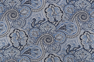Waverly Paddock Shawl Printed Cotton Twill Drapery Fabric in Porcelain