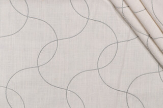 Squiggle Embroidered Drapery Fabric in Dove