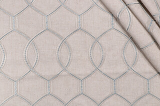 Hourglass Embroidered Drapery Fabric in Sky