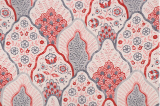 Kaufmann Natalia Printed Cotton Twill Drapery Fabric in Cranberry