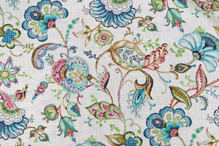 Covington Wedgewood Printed Linen Blend Drapery Fabric in 429-Gemstone