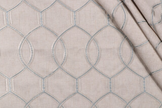 Hourglass Embroidered Drapery Fabric in Cloud