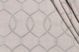 Hourglass Embroidered Drapery Fabric in Mineral