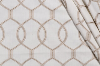 Hourglass Embroidered Drapery Fabric in Snow