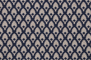 Lacefield Calais Printed Linen Drapery Fabric in Indigo