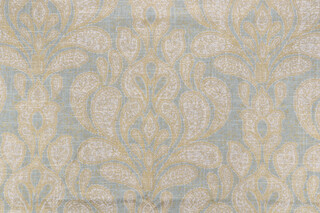 Richloom Platinum Collection Trousseau Printed Linen Blend Drapery Fabric in Mist