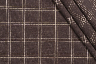 PK Lifestyles Catalina Check Woven Chenille Upholstery Fabric in Fossil 