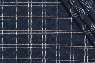 PK Lifestyles Catalina Check Woven Chenille Upholstery Fabric in Indigo 