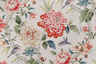 PK Lifestyles Peony Portico Printed Cotton Drapery Fabric in Spring 