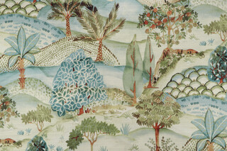 PK Lifestyles Walk In The Park Printed Cotton Drapery Fabric in Verdigris 