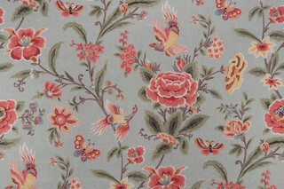 P Kaufmann Juliette Printed Linen Blend Drapery Fabric in Spa 