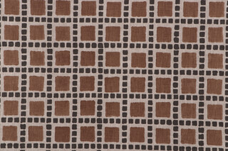 P Kaufmann Elenor Printed Cotton Blend Drapery Fabric in Chocolate 