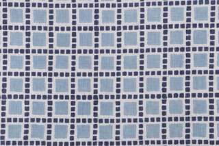 Sample of P Kaufmann Elenor Printed Cotton Blend Drapery Fabric in Blue 