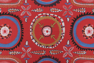 P Kaufmann Crown Floral Printed Cotton Drapery Fabric in Cardinal 