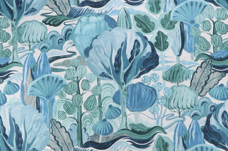 P Kaufmann Fairy Meadow Printed Cotton Drapery Fabric in Sapphire 