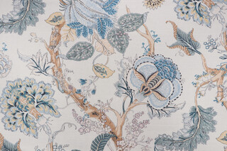 P Kaufmann Seraphina Printed Linen Blend Drapery Fabric in Bluebell 