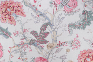 P Kaufmann Seraphina Printed Linen Blend Drapery Fabric in Geranium 