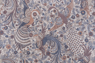 P Kaufmann Feather Trail Printed Linen Blend Drapery Fabric in Denim 