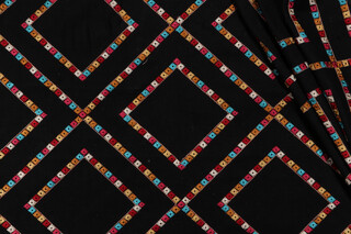 PK Lifestyles Beaded Lattice Embroidered Drapery Fabric in Jewel 