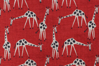 Novogratz Just Giraffes Printed Cotton Drapery Fabric in Poppy 
