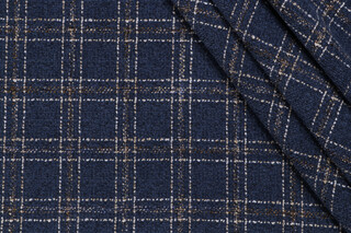 PK Lifestyles Glendale Plaid Woven Chenille Upholstery Fabric in Navy 