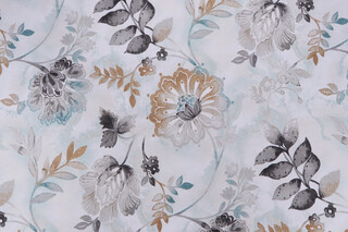 Kelly Ripa Home Light-Hearted Printed Cotton Drapery Fabric in Spa 