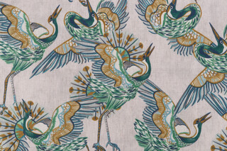 Crypton Ascend High Performance Printed Chenille Upholstery Fabric in Emerald