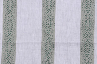 Kolby Printed Linen Drapery Fabric in Vert