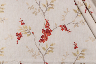 Fabricut Mistral Embroidered Drapery Fabric in Garnet