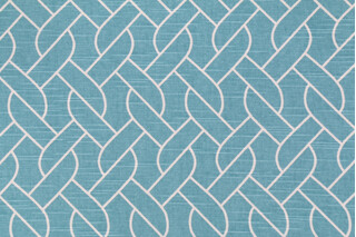 Duralee Society Printed Cotton Drapery Fabric in Aquamarine