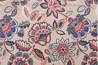 Bryant Pinhurst Printed Polyester Outdoor Fabric in Denim Ruby