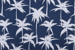 Terrasol Palmetto Printed Polyester Outdoor Fabric in Navy