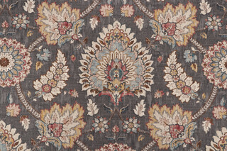 Waverly Castleford Printed Cotton Drapery Fabric in Smoke