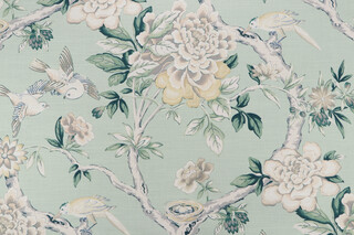 Waverly Mudan Printed Cotton Drapery Fabric in Julep