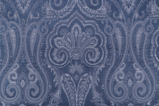 Waverly Clubroom Paisley Woven Chenille Upholstery Fabric in Prussian